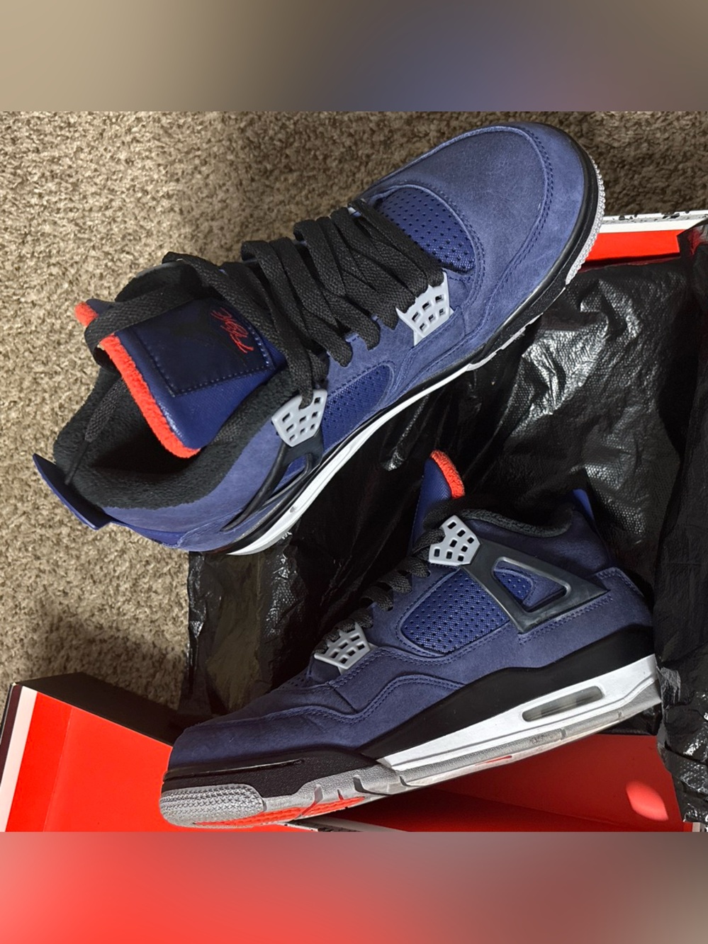 Jordan Men’s Suede Sneakers - Navy/Black/Red Accents